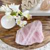 Thick Cut Natural Rose Quartz Crystal Slab Platter Tray VII